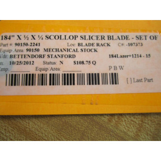 Bettendorf 90150-2241 Slicer Blades 901502241 184" x 12" x 14" (Pack of 14)