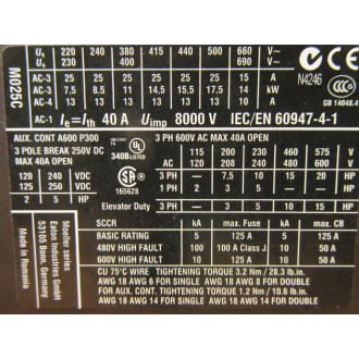 Cutler Hammer DILM25-10-RDC24 Eaton Contactor DILM2510RDC24 - New No Box