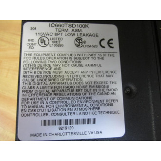 General Electric IC660TSD100K Terminal Assy. - Used