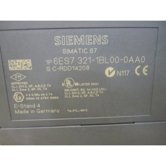 Siemens 6ES7321-1BL00-0AA0 Input Module E-Stand:4,wo Terminal StripCover - Used