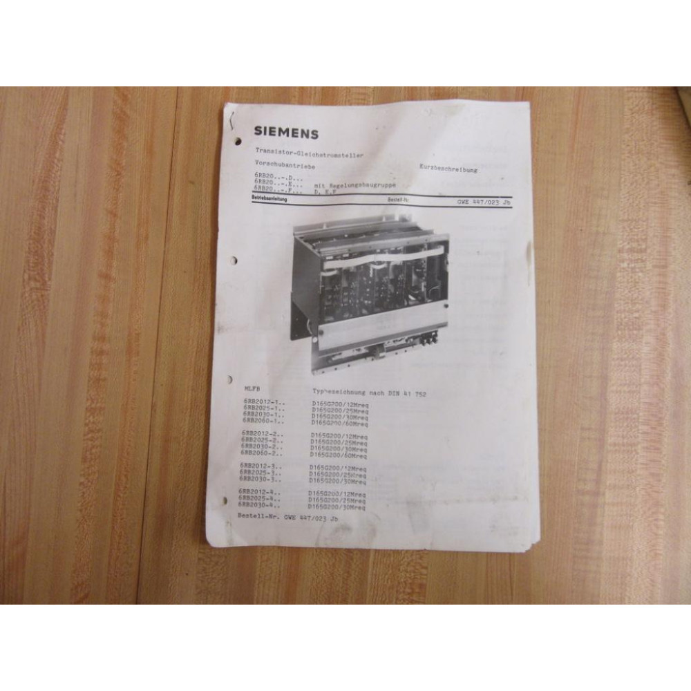 Siemens GWE 447023 Manual - New No Box