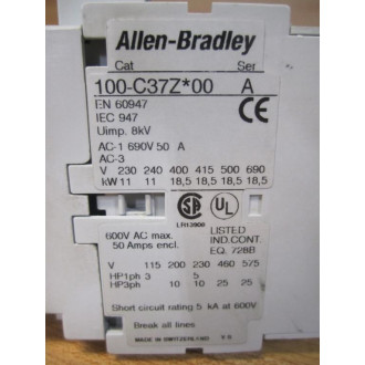Allen Bradley 100-C37DJ10 3P Contactor 100C37DJ10 - Used