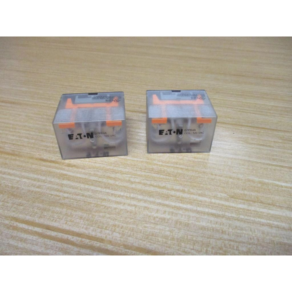 Cutler Hammer Eaton D7PR4A-120VAC Relay D7PR4A-120V AC (Pack of 2) - Used