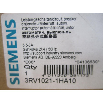 Siemens 3RV1021-1HA10 3P Circuit Breaker 3RV10211HA10