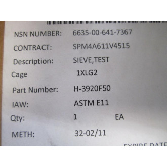 Humboldt H-3920F50 8"Test Sieve No.50  H3920F50