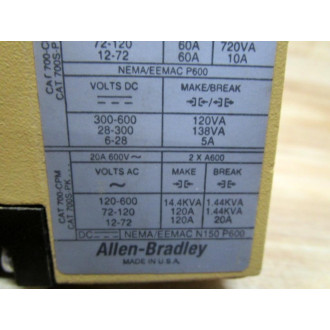 Allen Bradley 700-P800A1 Control Relay 700P800A1 Series D - Used
