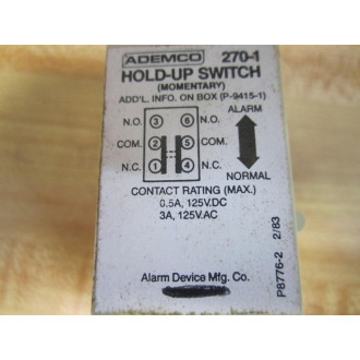 Ademco 270-1 Hold-Up Switch 2701 No Key