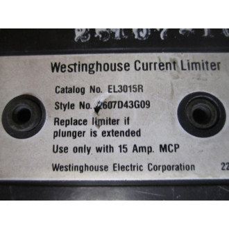 Westinghouse EL3015R 3P Current Limiter 2607D43G09 - Used