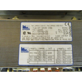 Rathgeber ET-2500-CNA Transformer ET2500CNA