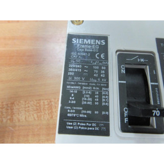 Siemens HEG3B070 70A Circuit Breaker HEG3B070L - Used