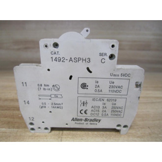 Allen Bradley 1492-ASPH3 Auxiliary Contact 1492ASPH3 1 Pole - New No Box