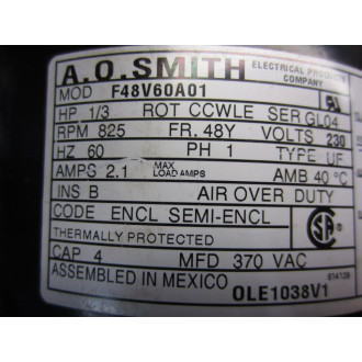 A.O. Smith F48V60A01 Motor - New No Box