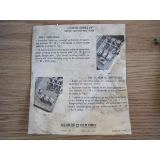 Square D H224N Safety Switch 47795 WO Neutral Connectors - New No Box