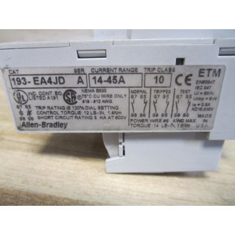 Allen Bradley 193-EA4JD Overload Relay - New No Box