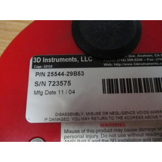 3D Instruments 25544-29B53 Test Gauge 2554429B53 - New No Box