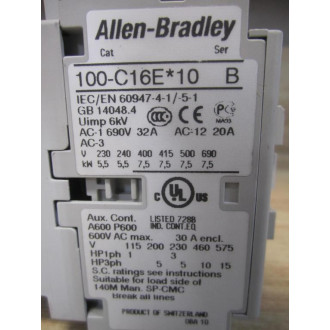 Allen Bradley 100-C16EJ10 Contactor 100C16EJ10
