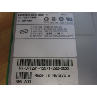 Teac 193077C628 3.5" Floppy Drive 144MB  FD-235HH WBrackets - Used