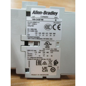 Allen Bradley 100-C43EJ00 Contactor 100C43EJ00 Mounted - New No Box