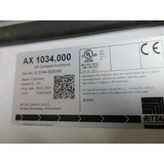 Rittal 1034.000 Compact Enclosure AX 1034.000 Drilled Holes May Vary - Used