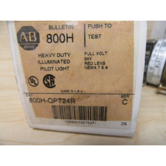 Allen Bradley 800H-QPT24 Pilot Light Red