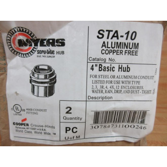 Myers STA-10 Conduit Fitting STA10 (Pack of 2)