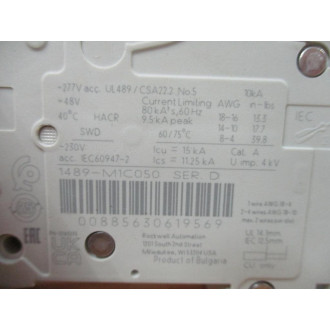 Allen Bradley 1489-M1C050 1P 5A Circuit Breaker 1489M1C050 Mounted - New No Box