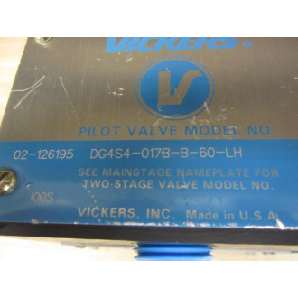 Vickers 02-126195 Pilot Valve Model DG4S4017BB60LH - New No Box