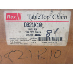 Rexnord D821K10 Table Top Chain 8' Length