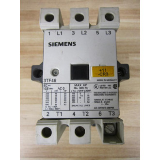 Siemens 3TF4622-0AJ1 Contactor 3TF46220AJ1 Broken Terminal Cover On Top - Used