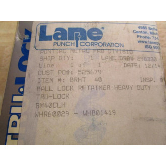 Lane Punch BRHT-40 Ball Lock Retainer