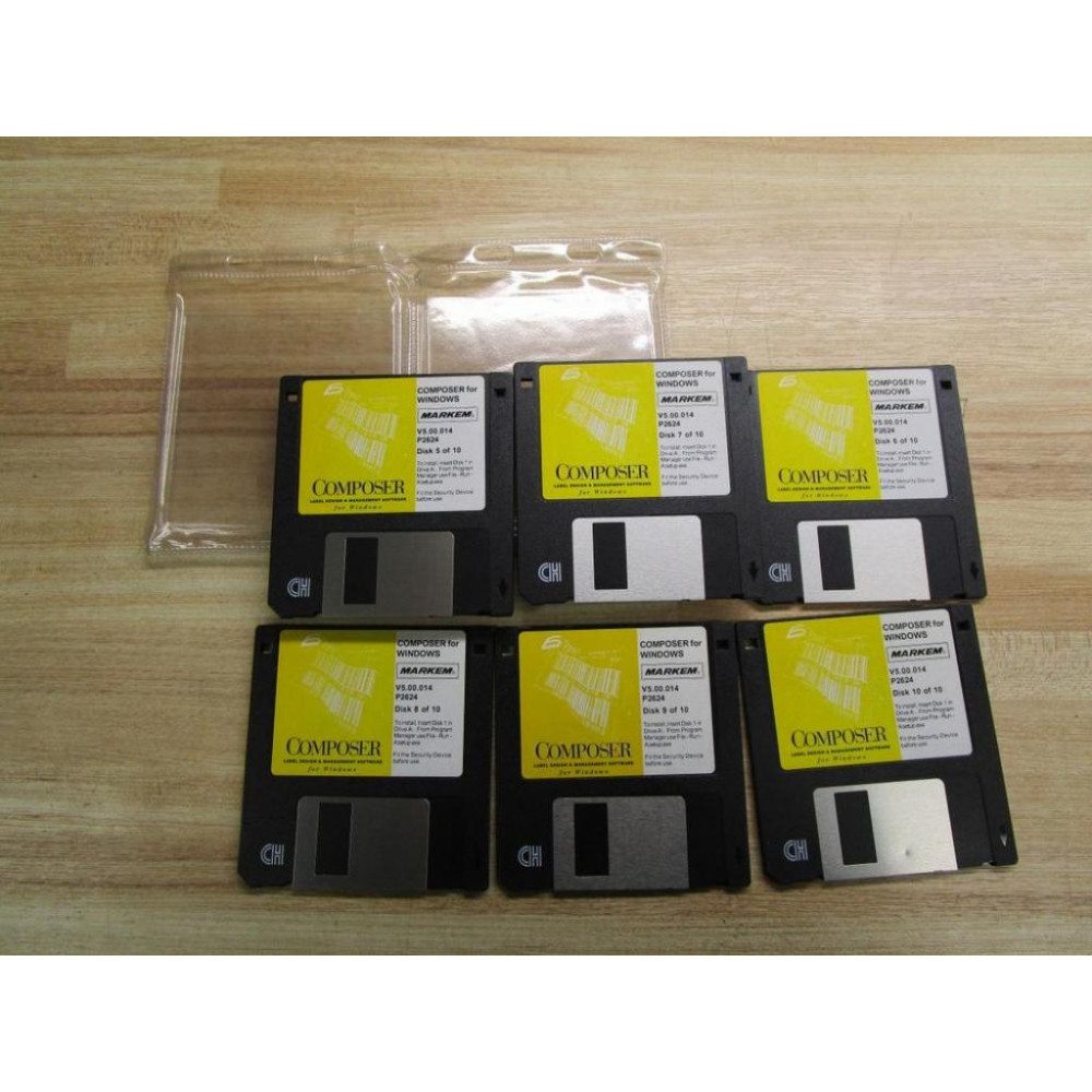 Markem V5.00.014 P2624 Software Disk Set 5-10 Missing Disks 1-4 - Used