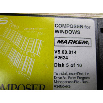 Markem V5.00.014 P2624 Software Disk Set 5-10 Missing Disks 1-4 - Used