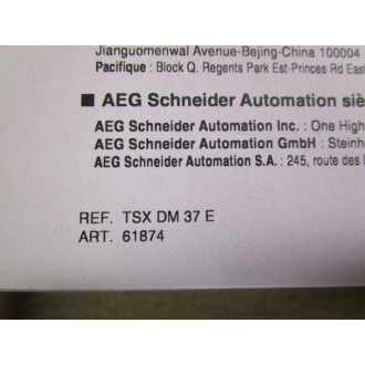 AEG Schneider TSX DM 37 E User's Manual - Used