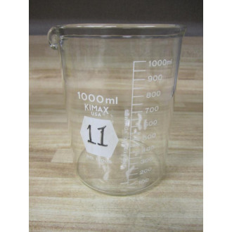 Kimble 14005-1000 KIMAX 1000mL Heavy Duty Glass Beaker 140051000 - Used