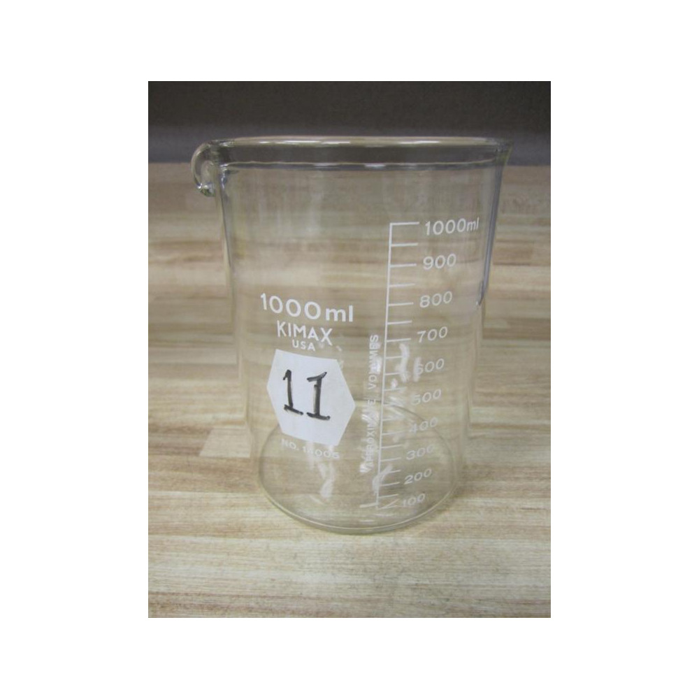 Kimble 14005-1000 KIMAX 1000mL Heavy Duty Glass Beaker 140051000 - Used