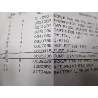 Markem 0695036 Pump Diaphragm - New No Box