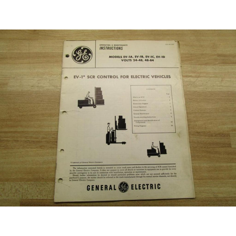 General Electric GEK-40724B Instruction Manual For EV-1* SCR Control - Used