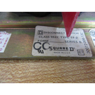 Square D 9422 TF-2 Disconnect Switch 9422TF2 Short Control Rods - Used