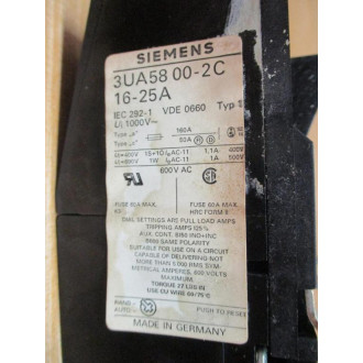 Siemens 3UA5800-2C Overload Relay 16-25 AMP - Used