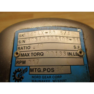 Nord Gear SK 80S4 Motor - Used