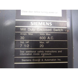 Siemens F351M Enclosed Switch - New No Box