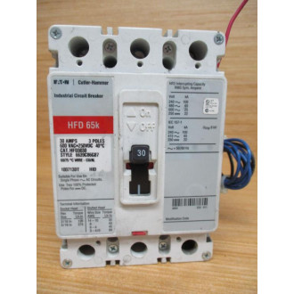 Cutler-Hammer HFD3030 Eaton 30A Circuit Breaker HFD3030L - Used