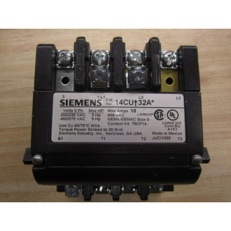 Siemens 14CUD32AG Non-Reversing Motor Starter Non-Inverted Coil - New No Box
