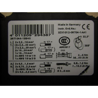 Siemens 3RT1044-1BB40 Contactor - New No Box