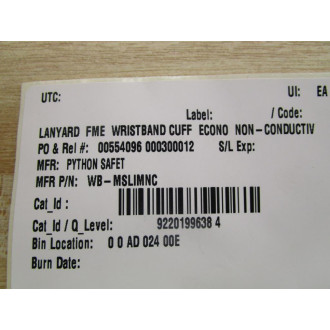 Python Safety WB-MSLIMNC Lanyard FME  Wristband Cuff (Pack of 5) - New No Box