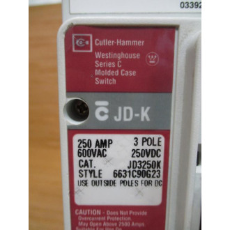 Cutler-Hammer JD3250K Westinghouse 250A Circuit Breaker - Used