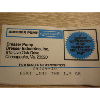 Dresser 24324-10 Gland Pump Module Gasket (Pack of 3) - New No Box