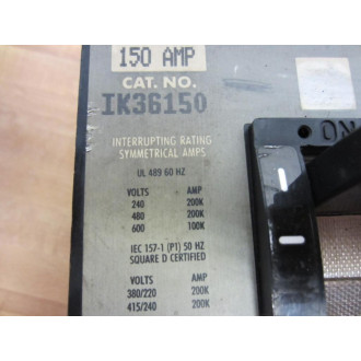 Square D IK36150 Current Limiting Circuit Breaker 150A 3 Pole - Used