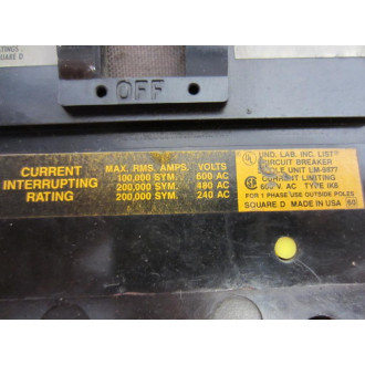 Square D IK36150 Current Limiting Circuit Breaker 150A 3 Pole - Used