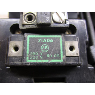 Allen Bradley 705BAA Starter Assembly Coils 71A06 & 71A86 - Used